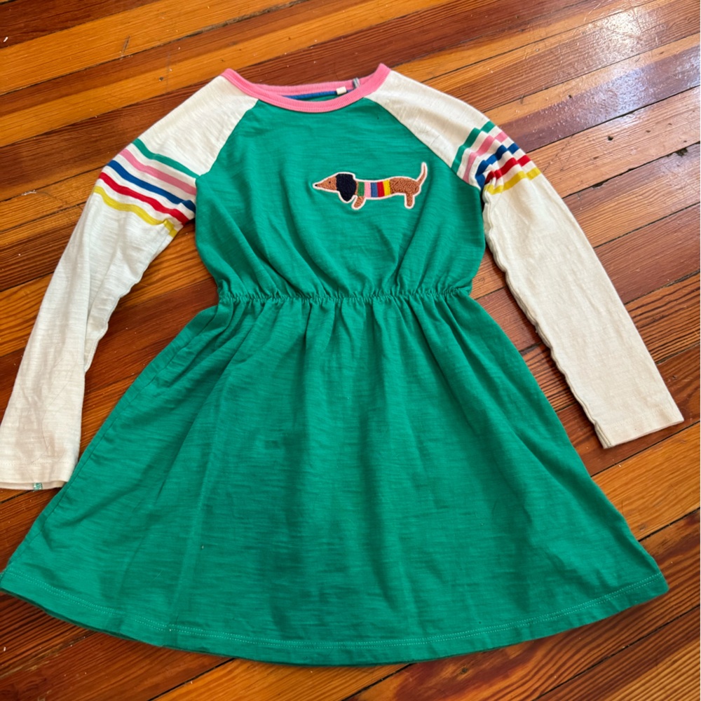Mini Boden Green Raglan Sundress with Crew Neck